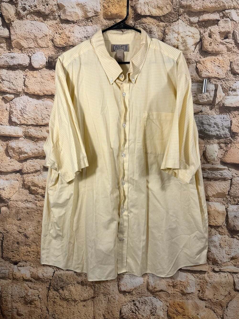 Duluth Trading Co. Short Sleeve Shirt Size 3XL Yellow Plaid Button Up